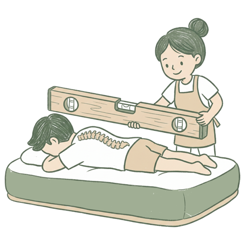 數據導向： 精準符合人體工學曲線，專業的評估不靠感覺，我們會透過精準量測、分區設計軟硬墊材，最大的核心目的達到有支撐而不生硬、柔軟不塌陷，平衡身體曲線。