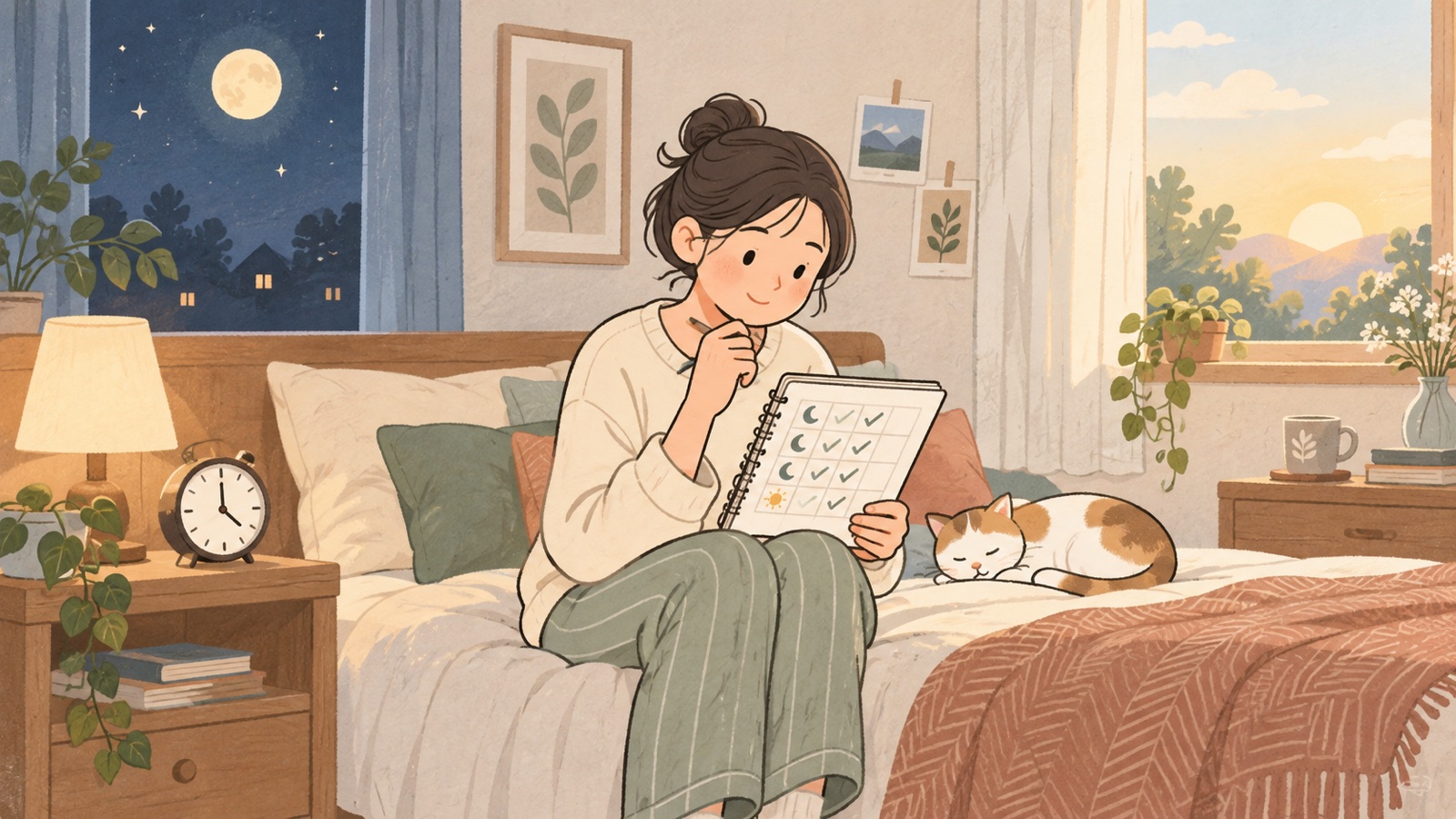 什麼情況值得進一步了解的睡眠示意圖：睡眠日誌、時鐘與夜晚到晨光的日常觀察