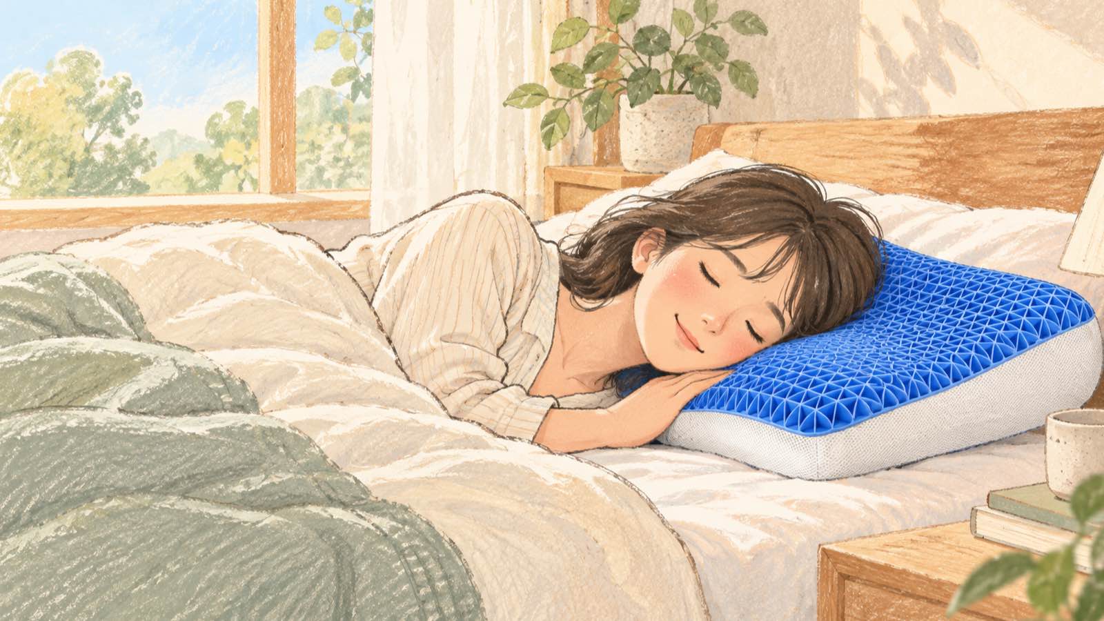 結語:依照自己的睡姿、肩寬與床墊找到適合支撐的懸浮 COOL 冰枕情境插畫